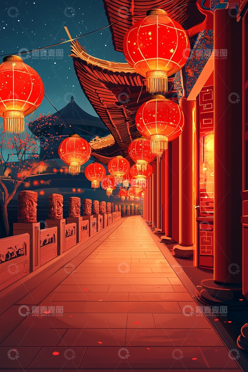 高清大图下载【趣麦麦图】中式夜景