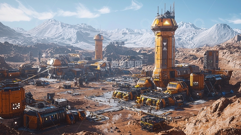 高清大图下载【趣麦麦图】荒凉星球上的工业设施