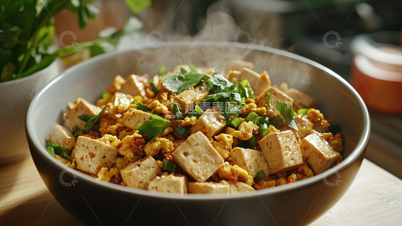 高清大图下载【趣麦麦图】香喷喷的豆腐鸡蛋炒饭