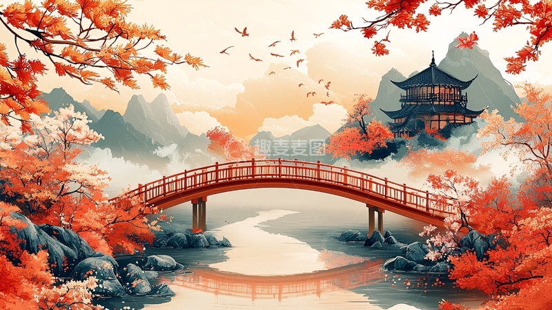 高清大图下载【趣麦麦图】秋日水墨风唯美风景