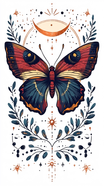 神秘复古蝴蝶图腾