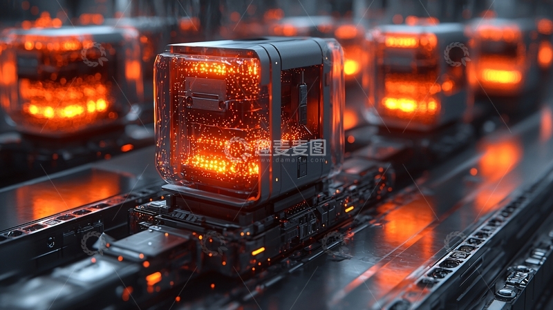 高清大图下载【趣麦麦图】发光立方体自动生产线