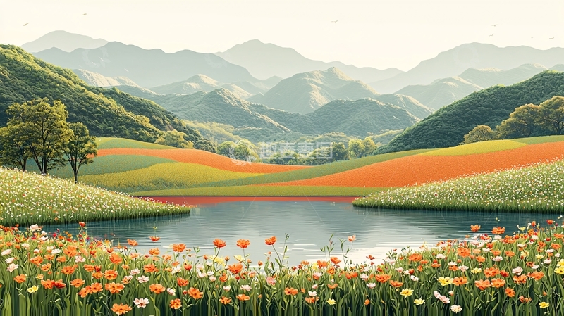 高清大图下载【趣麦麦图】宁静的湖面山景