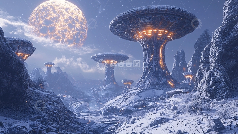 高清大图下载【趣麦麦图】冰雪星球科幻场景
