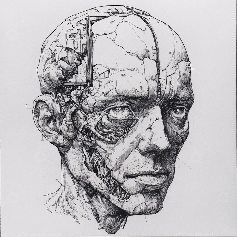 高清大图下载【趣麦麦图】机械人头骨