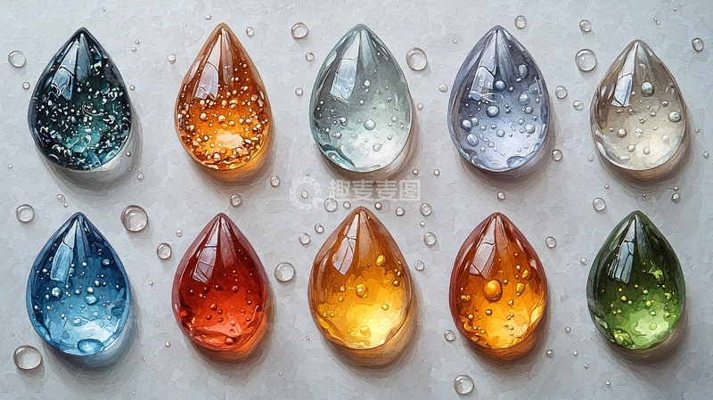 高清大图下载【趣麦麦图】彩色玻璃水滴