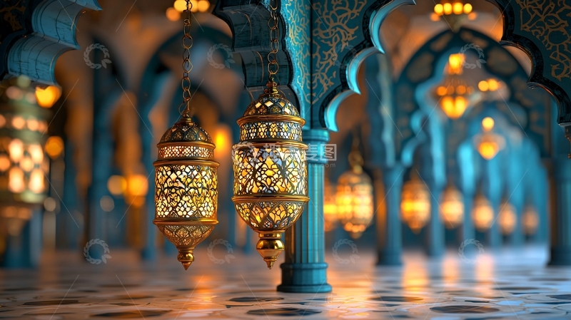高清大图下载【趣麦麦图】精美伊斯兰风格灯笼