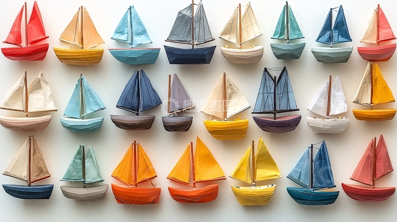 高清大图下载【趣麦麦图】彩色小帆船