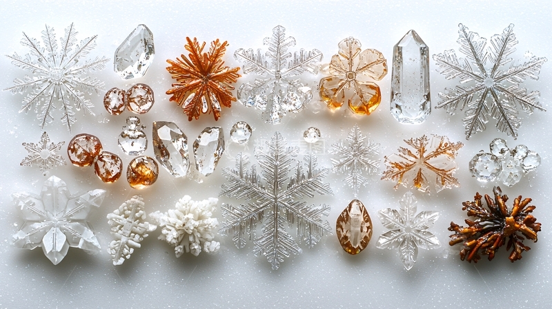 高清大图下载【趣麦麦图】多种形态的晶体雪花