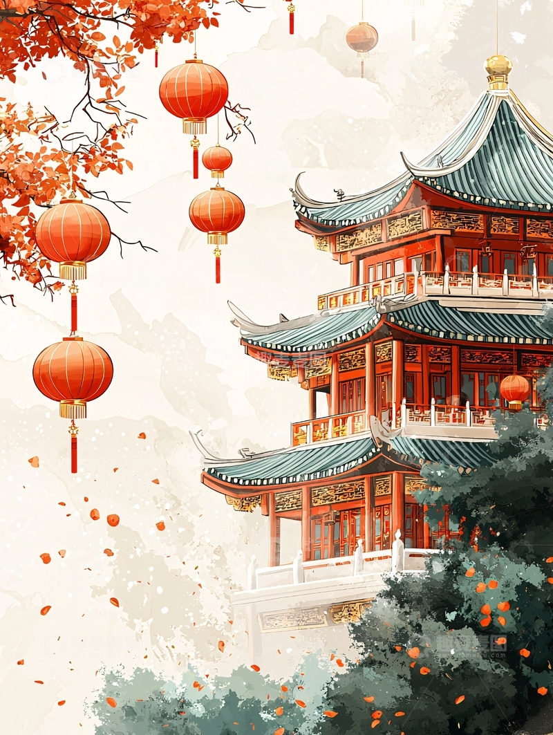 高清大图下载【趣麦麦图】红墙绿瓦古建筑