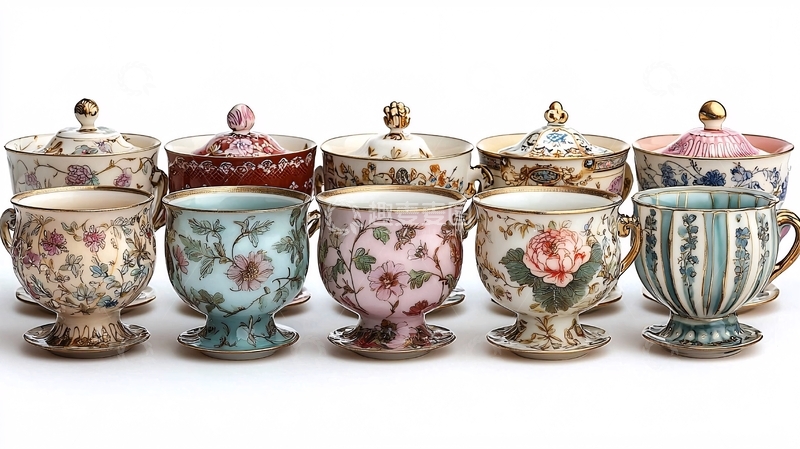 高清大图下载【趣麦麦图】带盖瓷杯套装