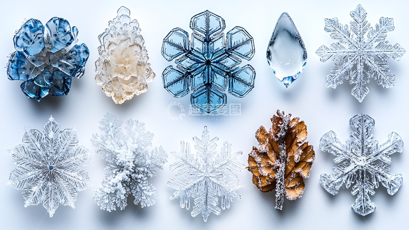 高清大图下载【趣麦麦图】冰晶雪花装饰品