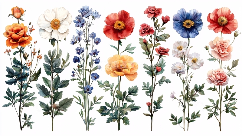高清大图下载【趣麦麦图】水彩手绘花卉素材