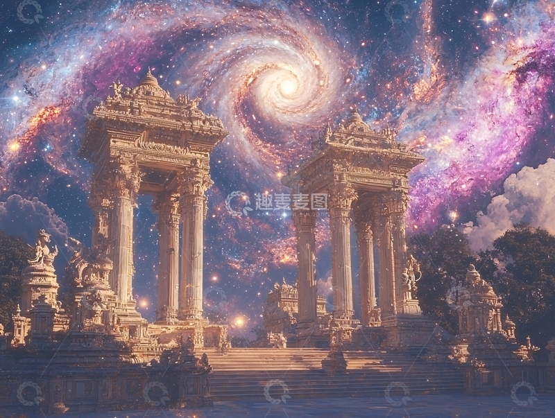 高清大图下载【趣麦麦图】星河环绕的古老宫殿