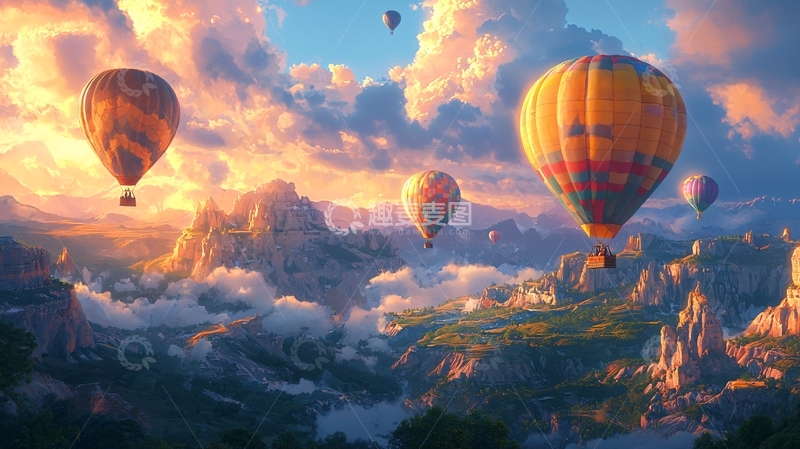 高清大图下载【趣麦麦图】热气球