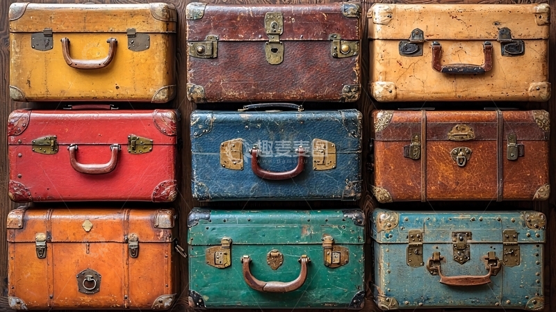 高清大图下载【趣麦麦图】复古老式旅行箱