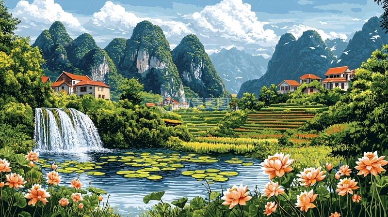 高清大图下载【趣麦麦图】山水田园风景画