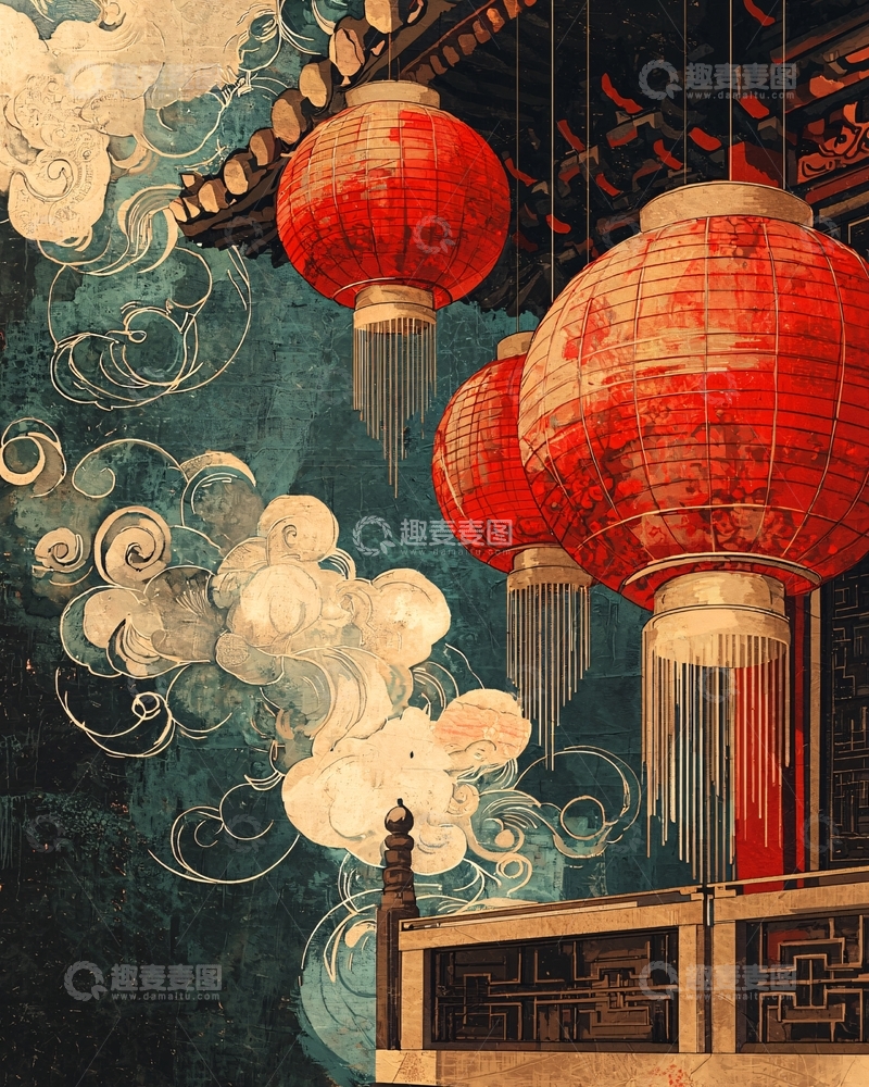 高清大图下载【趣麦麦图】古风红灯笼