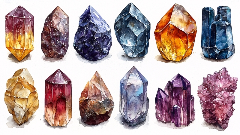 高清大图下载【趣麦麦图】水彩手绘宝石