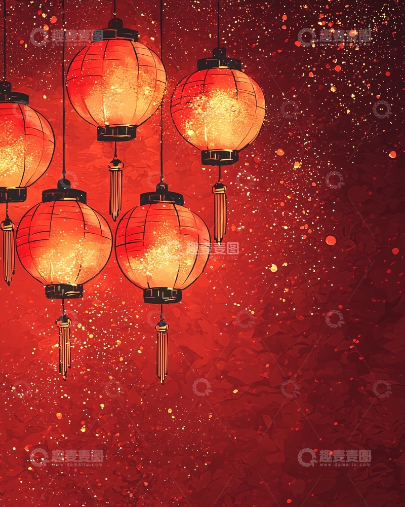 高清大图下载【趣麦麦图】红色灯笼庆祝佳节