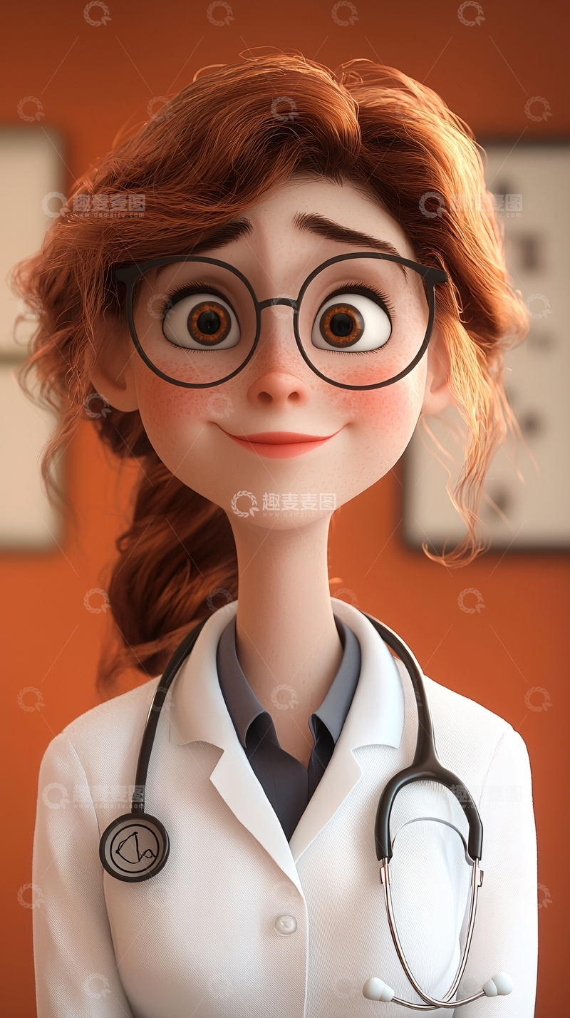 高清大图下载【趣麦麦图】卡通女医生