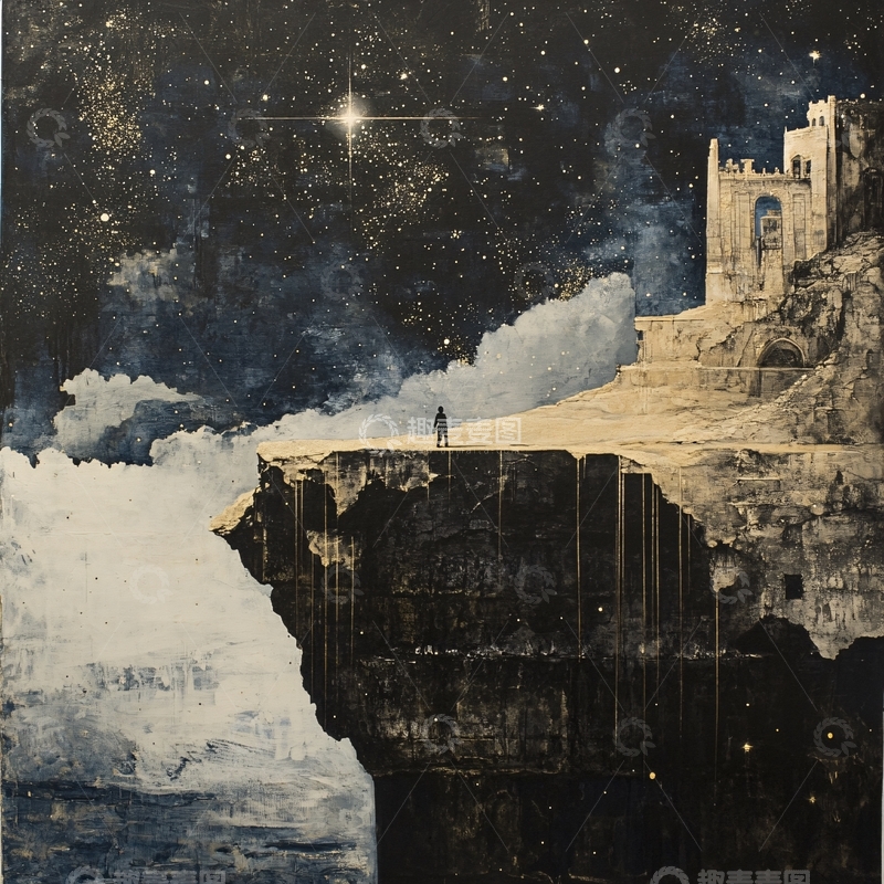 高清大图下载【趣麦麦图】星空下的悬崖城堡