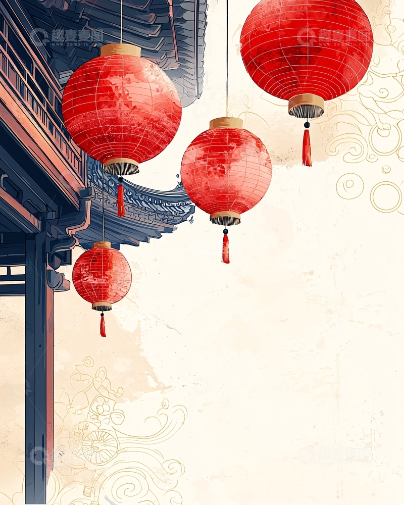 高清大图下载【趣麦麦图】中式红灯笼