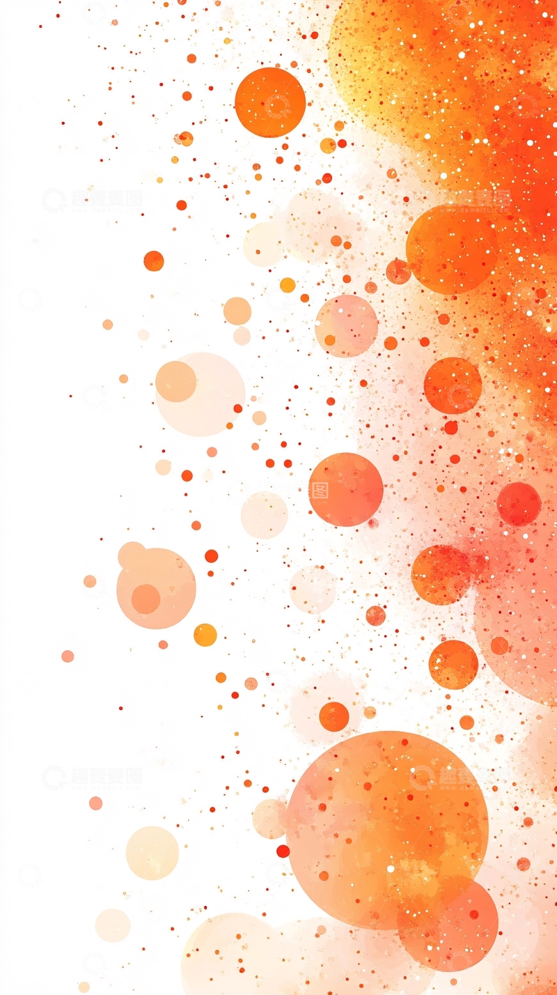 高清大图下载【趣麦麦图】橙色水彩圆点背景
