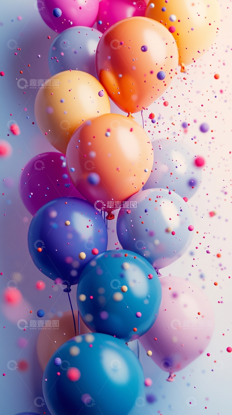 高清大图下载【趣麦麦图】彩色气球和彩带