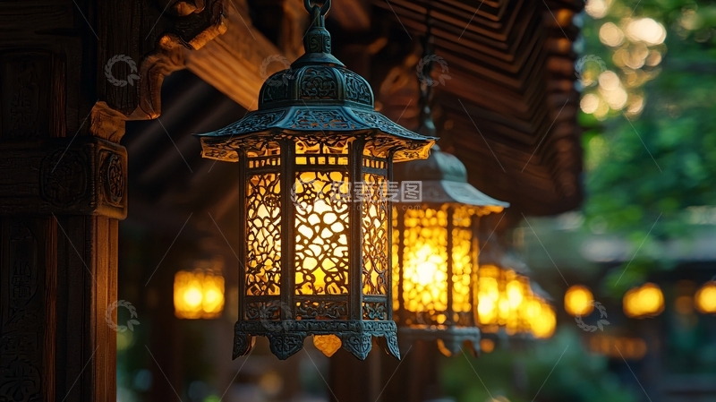 高清大图下载【趣麦麦图】古色古香的木质灯笼