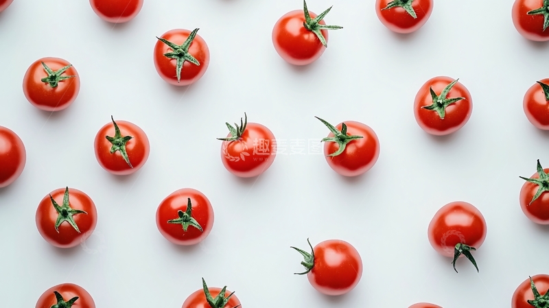高清大图下载【趣麦麦图】白底红番茄排列