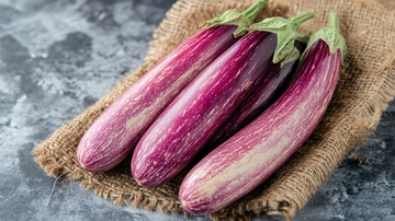 三根紫白条纹茄子