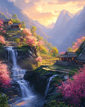 山水田园桃花人家