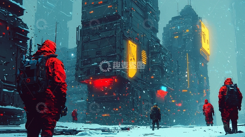 高清大图下载【趣麦麦图】未来都市雪景