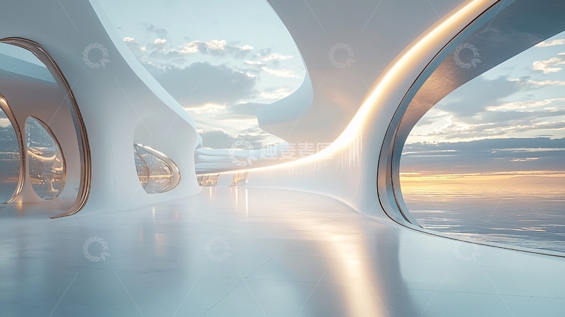 高清大图下载【趣麦麦图】未来科技感建筑走廊