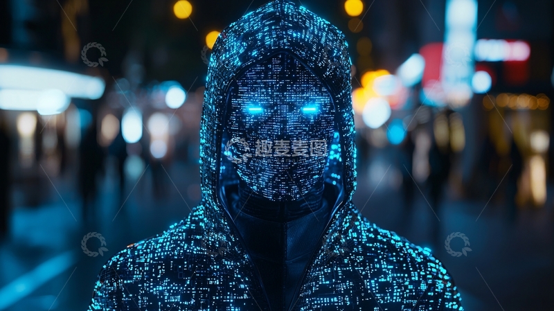 高清大图下载【趣麦麦图】蓝色发光面具人物