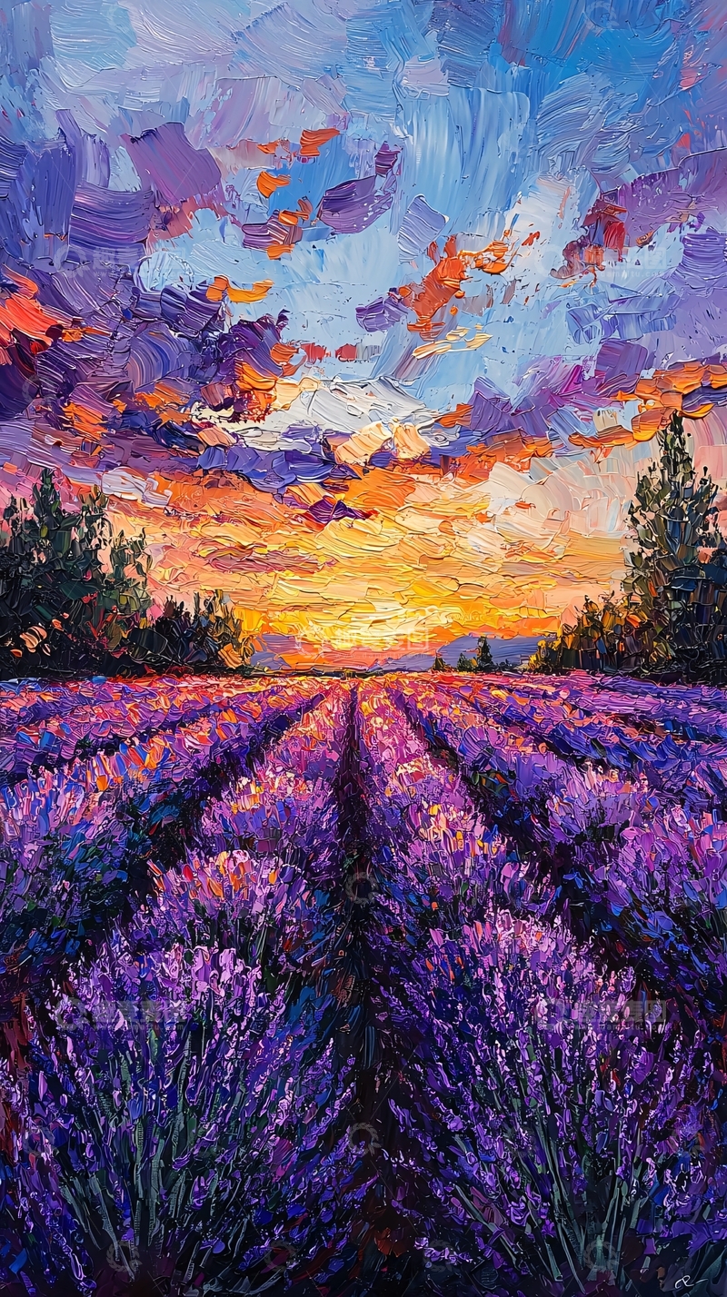 高清大图下载【趣麦麦图】薰衣草田日落