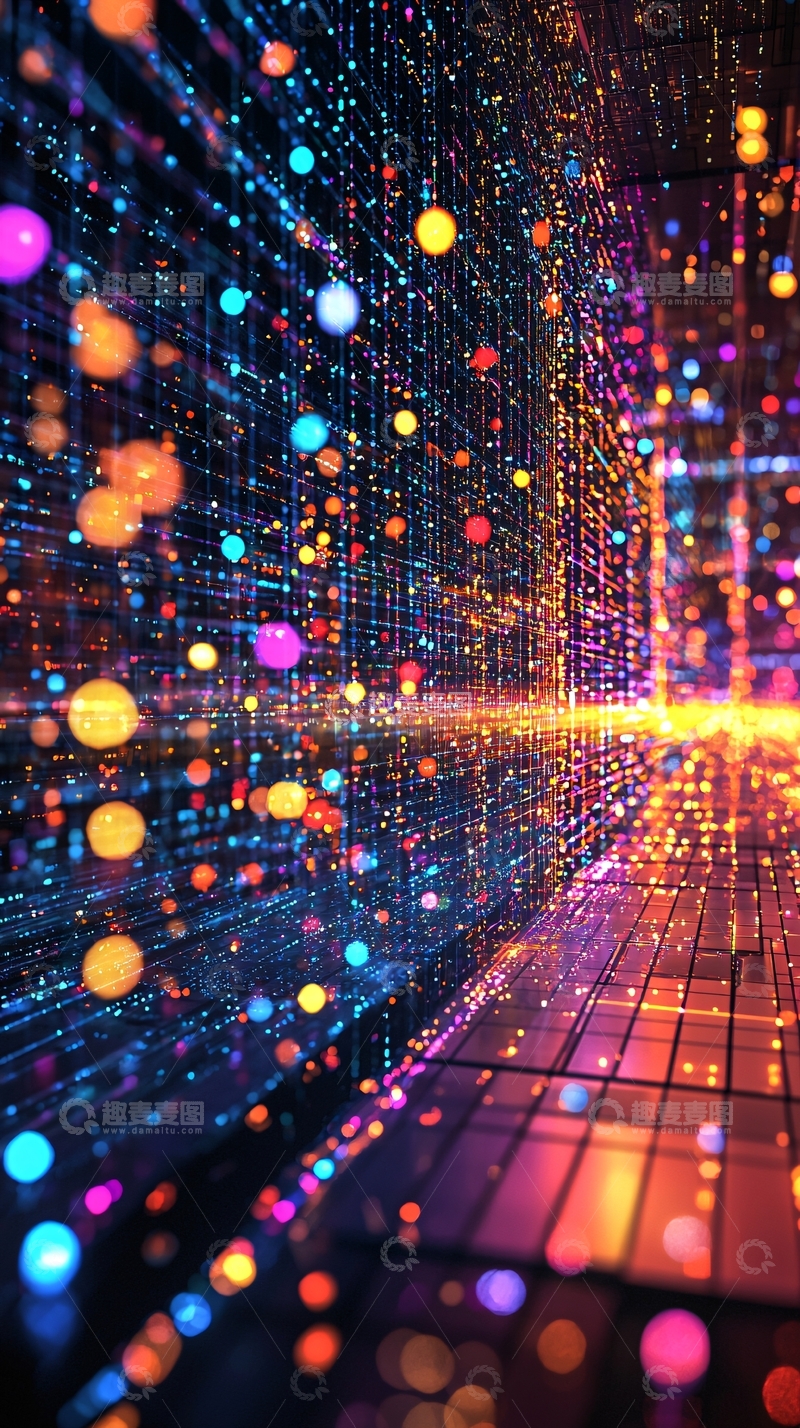 高清大图下载【趣麦麦图】彩色光点组成的抽象空间