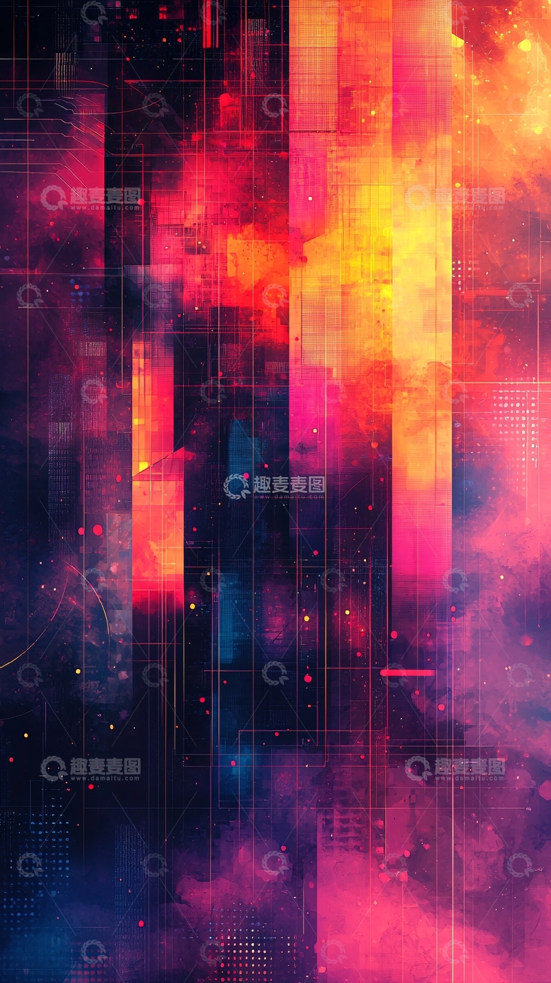 高清大图下载【趣麦麦图】抽象色彩城市夜景