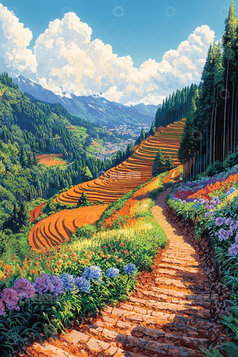 高清大图下载【趣麦麦图】梯田