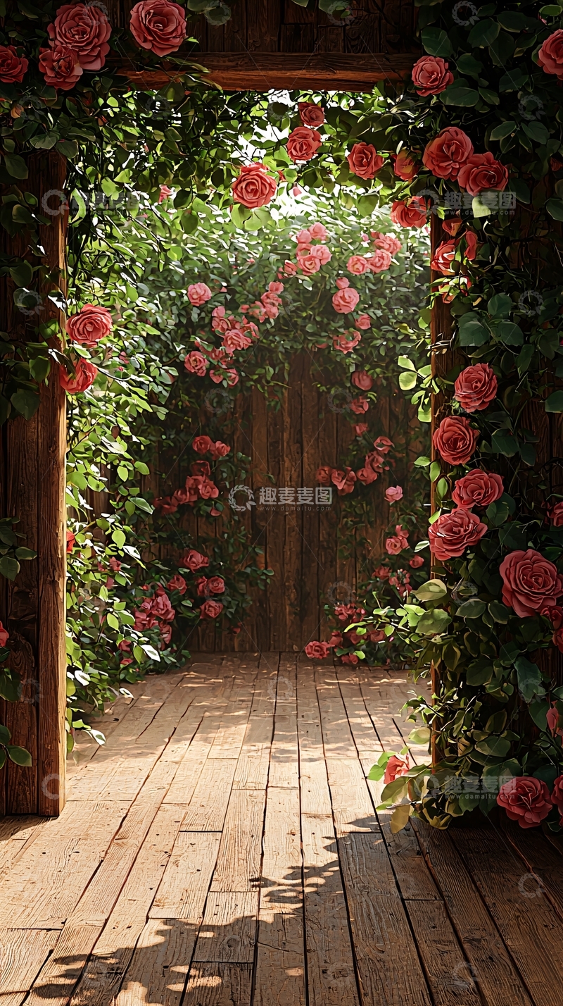 高清大图下载【趣麦麦图】玫瑰花拱门花园