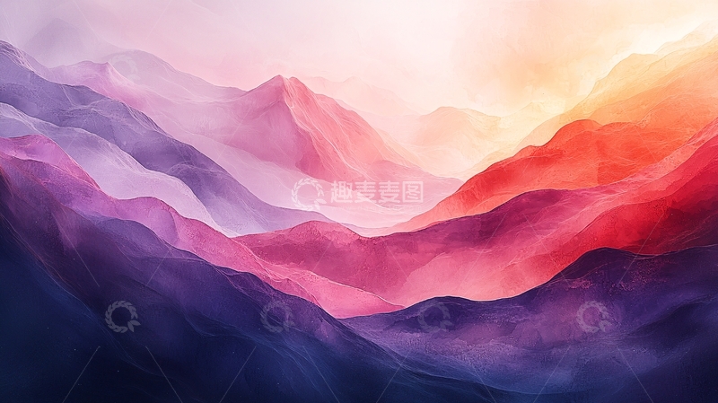 高清大图下载【趣麦麦图】梦幻多彩山峦日出