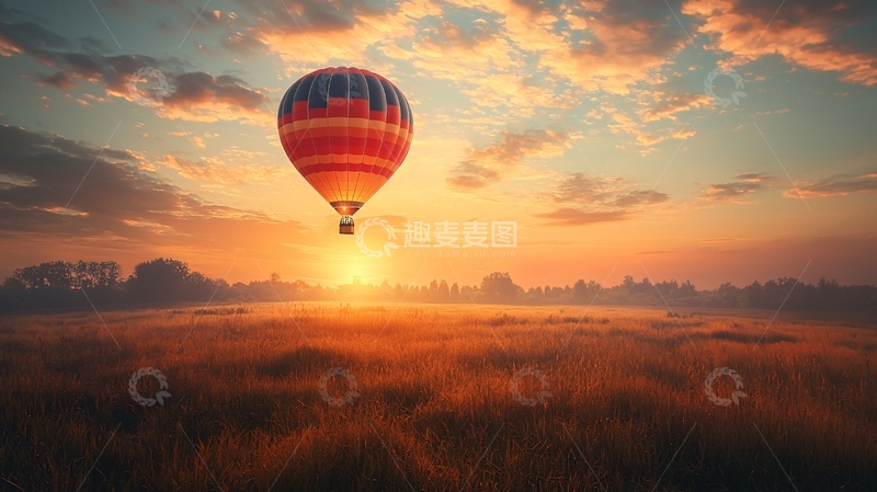 高清大图下载【趣麦麦图】热气球日出
