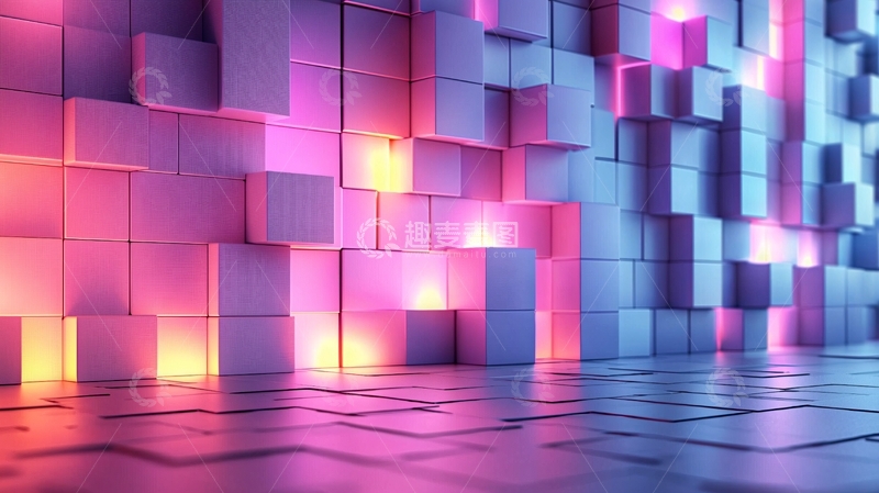高清大图下载【趣麦麦图】霓虹灯方块墙