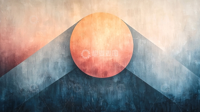 高清大图下载【趣麦麦图】抽象几何日出