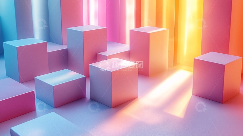 高清大图下载【趣麦麦图】彩色方块背景