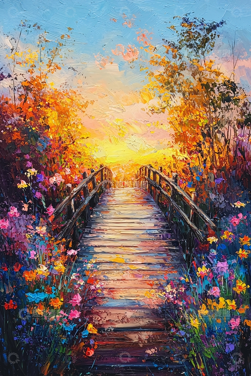 高清大图下载【趣麦麦图】鲜花盛开的桥梁通向光明