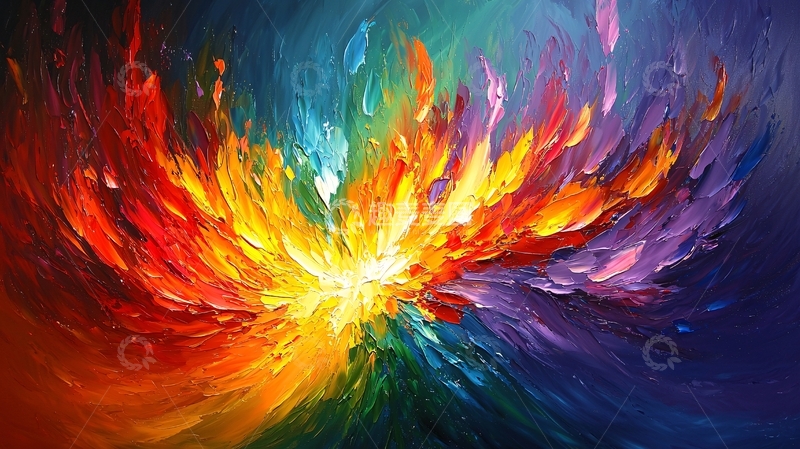 高清大图下载【趣麦麦图】绚丽多彩的抽象油画