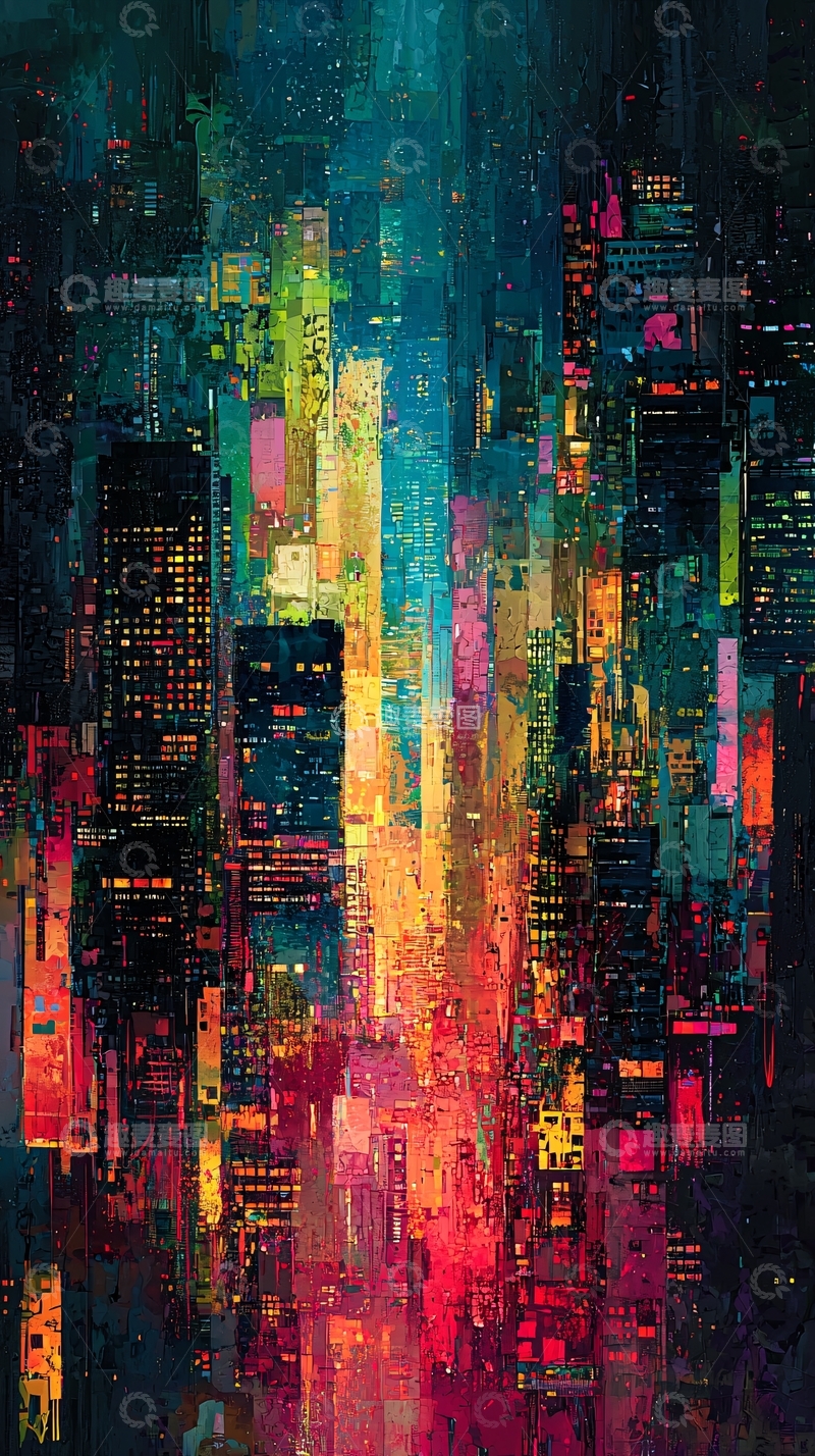 高清大图下载【趣麦麦图】梦幻多彩都市夜景