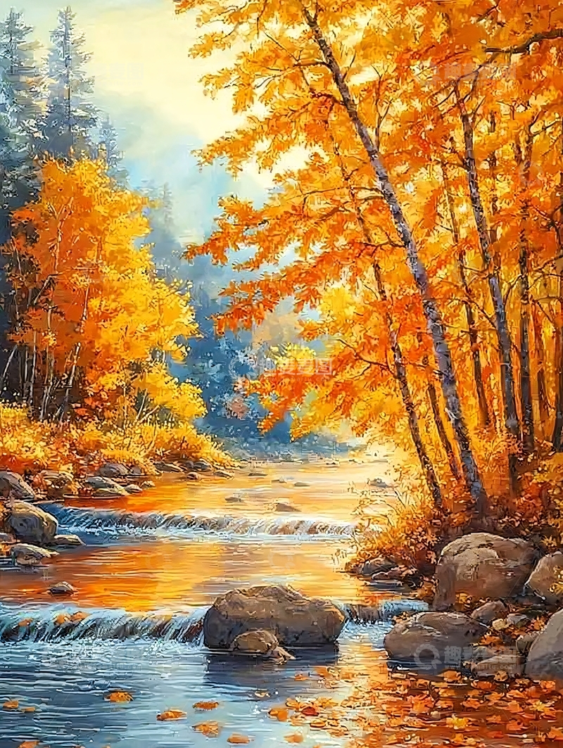 高清大图下载【趣麦麦图】秋日山间溪流